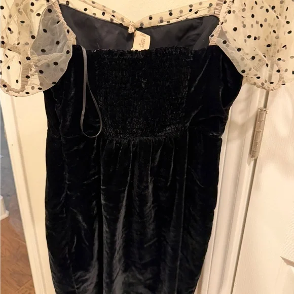 NWT REVOLVE Camila Coelho Black Mini Dress with Sheer Polka Dot Sleeves - Picture 5 of 5